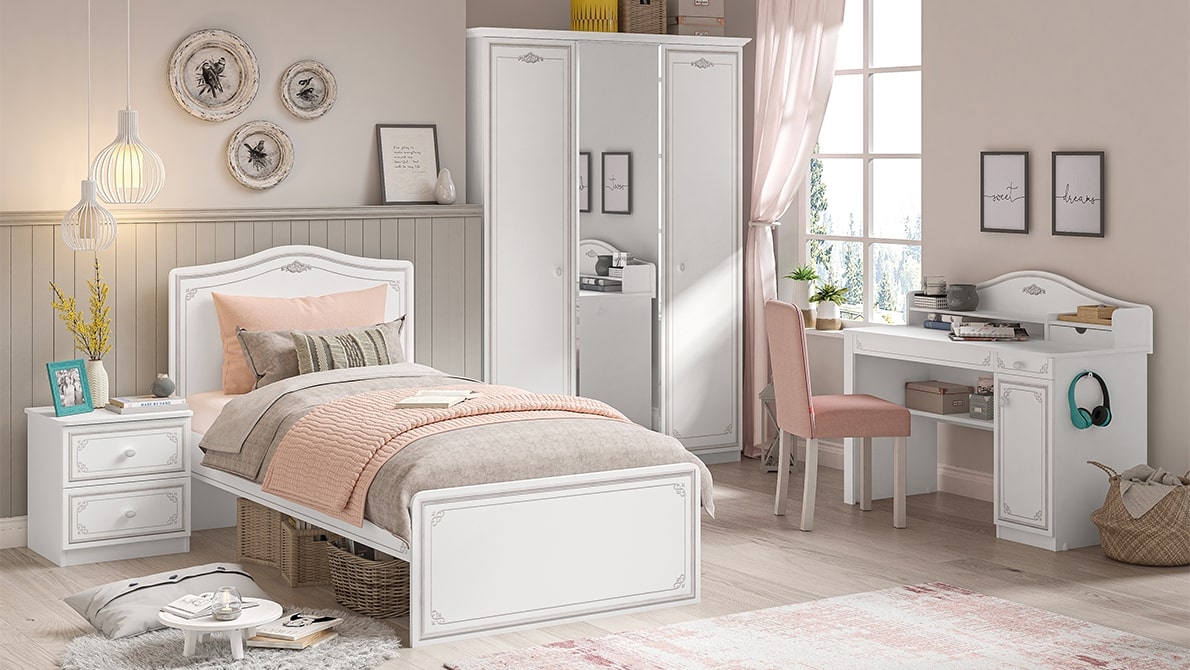 Klasszikus fehér-szürke gyerek és ifjúsági szoba - Selena Grey