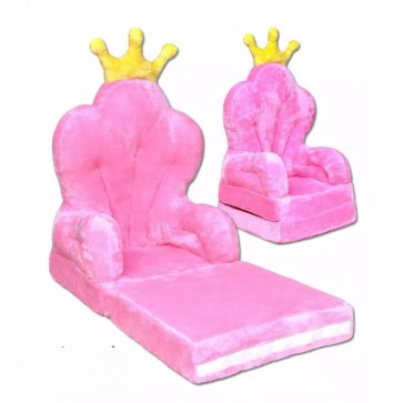 Plüss gyerekfotel, korona pink