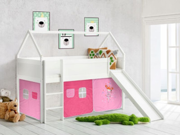 Fehér galériaágy csúszdával – Hercegnős (200x90 cm) – Házikó ANTRESOLA