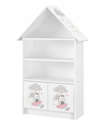 Házikós könyvesszekrény gyerekszobába -Nyuszi 