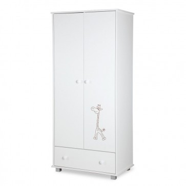 Fehér kétajtós szekrény gyerekszobába – Szafari zsiráf fehér