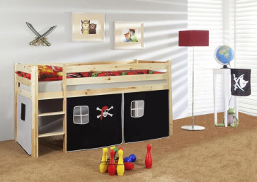 Lorenzo galériaágy - natúr fenyő, (200x90 cm) -   6 választható függönnyel