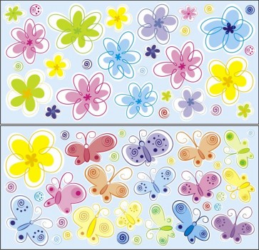 Matricák pillangók, virágok, karikák - nagy készlet 1,5m2