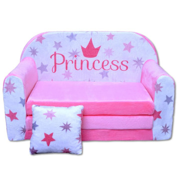 Hercegnős plüss nyitható gyerekkanapé ,ajándék párnával- Princess pink