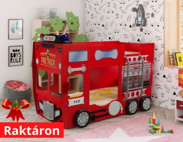 Tűzoltós autóságy emeletes, 2 ajándék matraccal! 