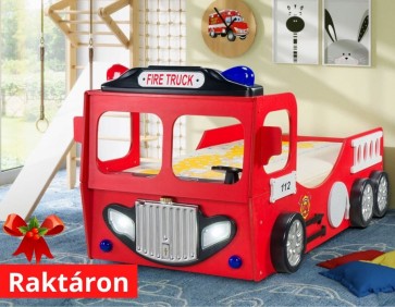 Tűzoltós autóságy  - Ajándék matraccal! 