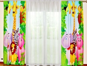 Fotós gyerekfüggöny  2 db szafari mintával 260x140 cm