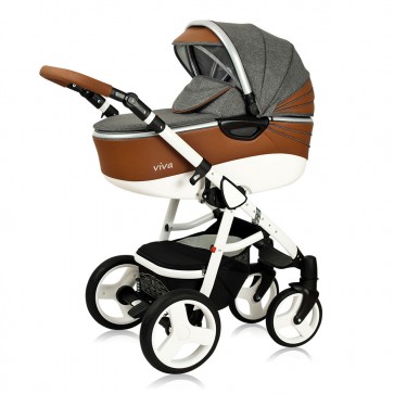 Szürke-barna textilbőr  multifunkciós babakocsi - Edrema Breva VIVA